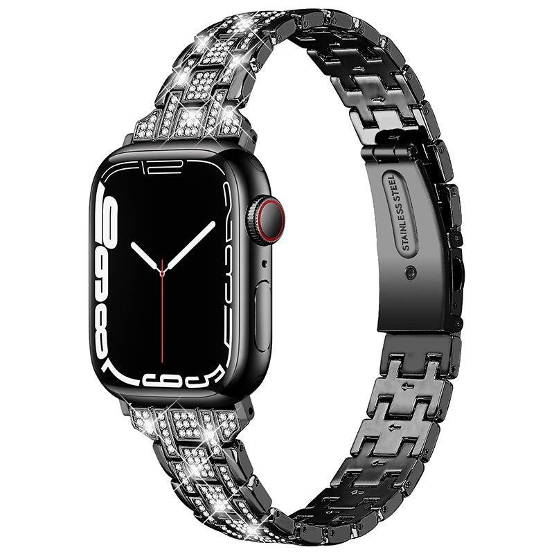 For Apple Watch Series 9 8 7 41mm 6 5 4 SE (2023) SE (2022) SE 40mm 3 2 1 38mm Rhinestone Stainless Steel 5 Rows Watch Band Double Buckle Wrist Strap For Apple Watch Series 9 8 7 41mm 6 5 4 SE (2023) SE (2022) SE 40mm 3 2 1 38mm Rhinestone Stainless Steel 5 Rows Watch Band Double Buckle Wrist Strap